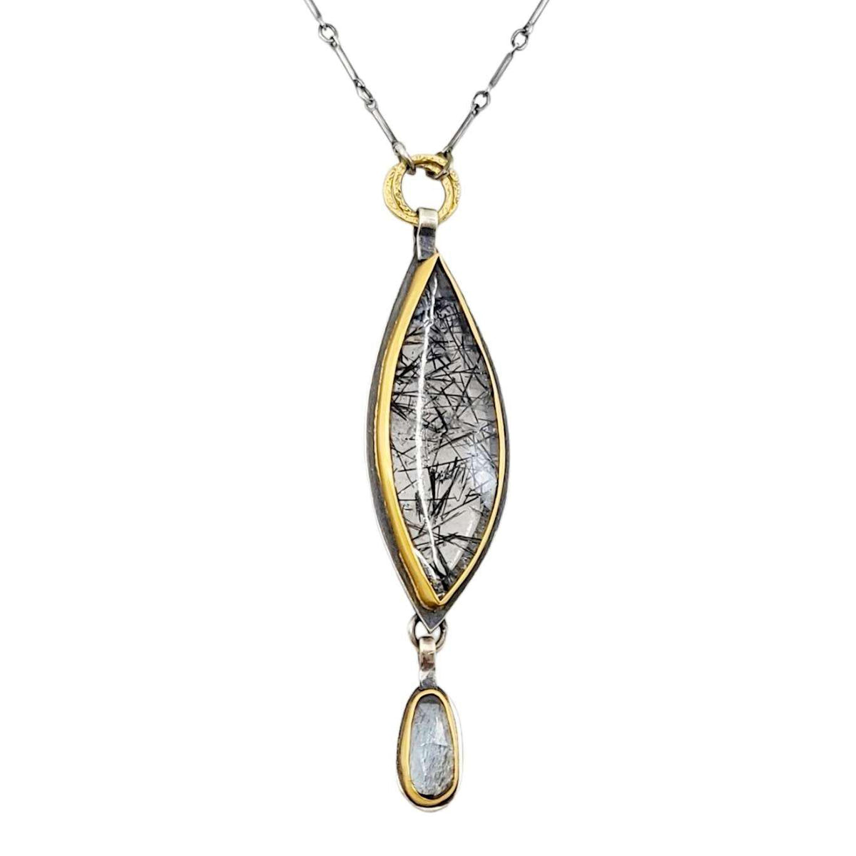 Necklace - Rutilated Quartz Aquamarine 14k 18k Gold by Allison Kallaway