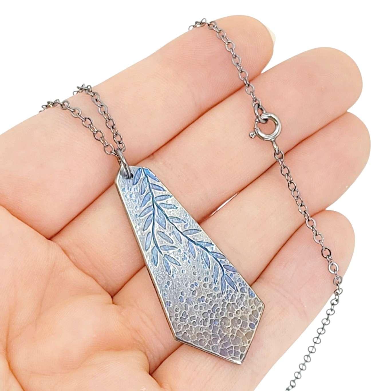 Necklace - Geometric Raindrop by Taviametal