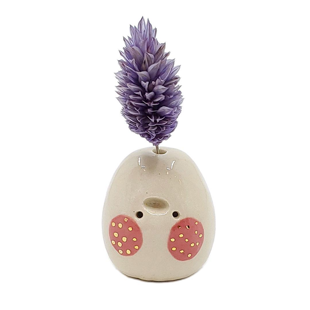 Figurine - Lucky Potato Bud Vase (Single Hole, Rose Cheeks) by The Pottery Parade