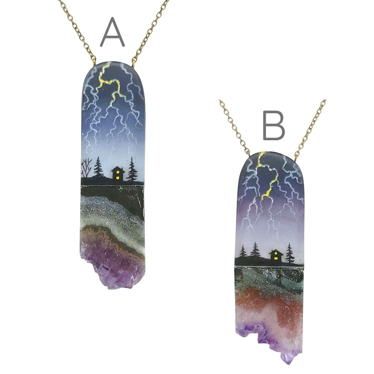 Necklace - Lightning Crystal (Amethyst) by Fernworks