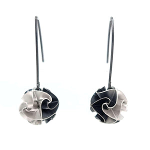 Earrings - Small Flora Drops in Bright and Oxidized Sterling Silver by 314 Studio