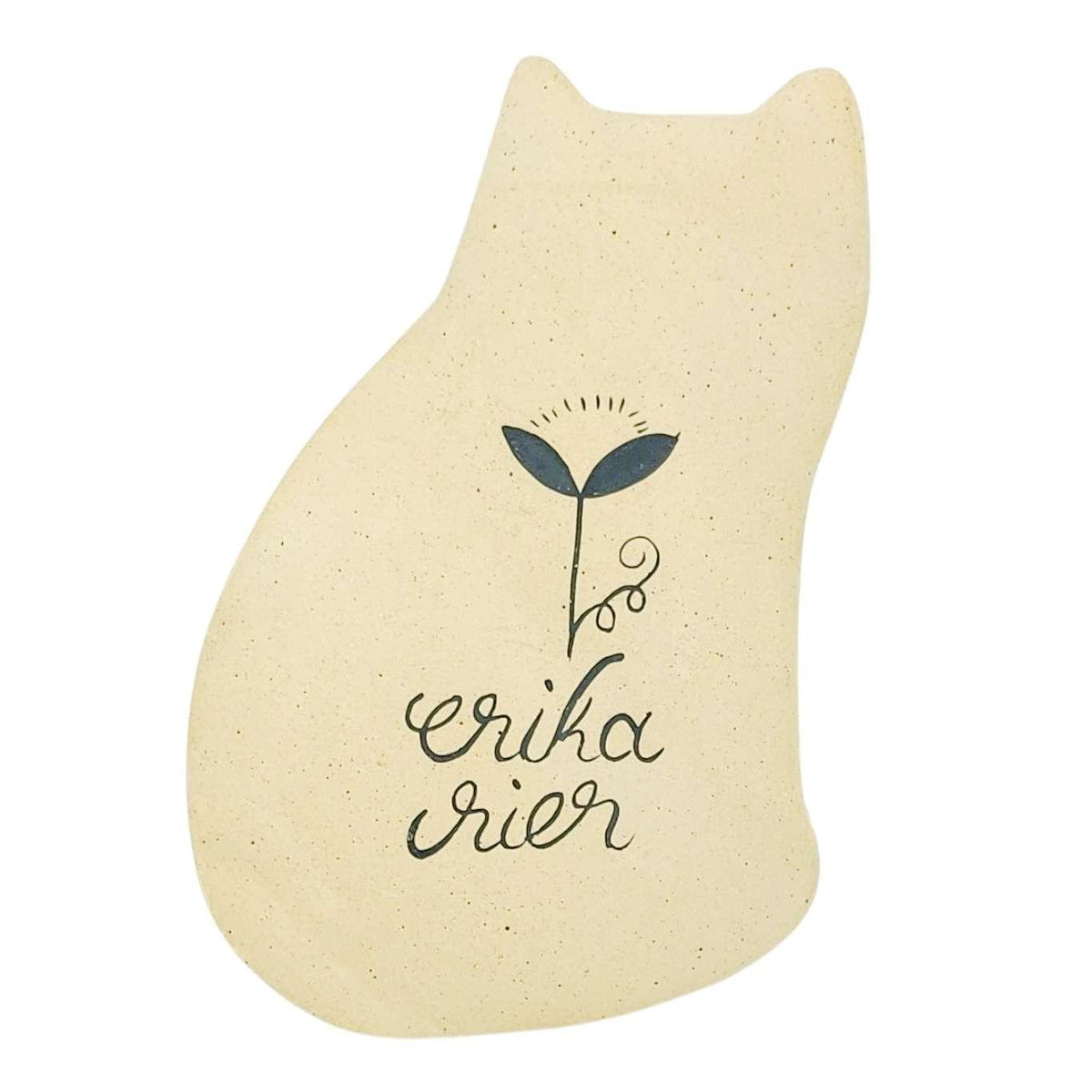 Ring Dish - Floral Cat (Yellow Eyes) by Erika Rier