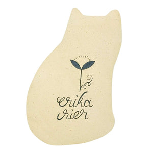 Ring Dish - Floral Cat (Yellow Eyes) by Erika Rier