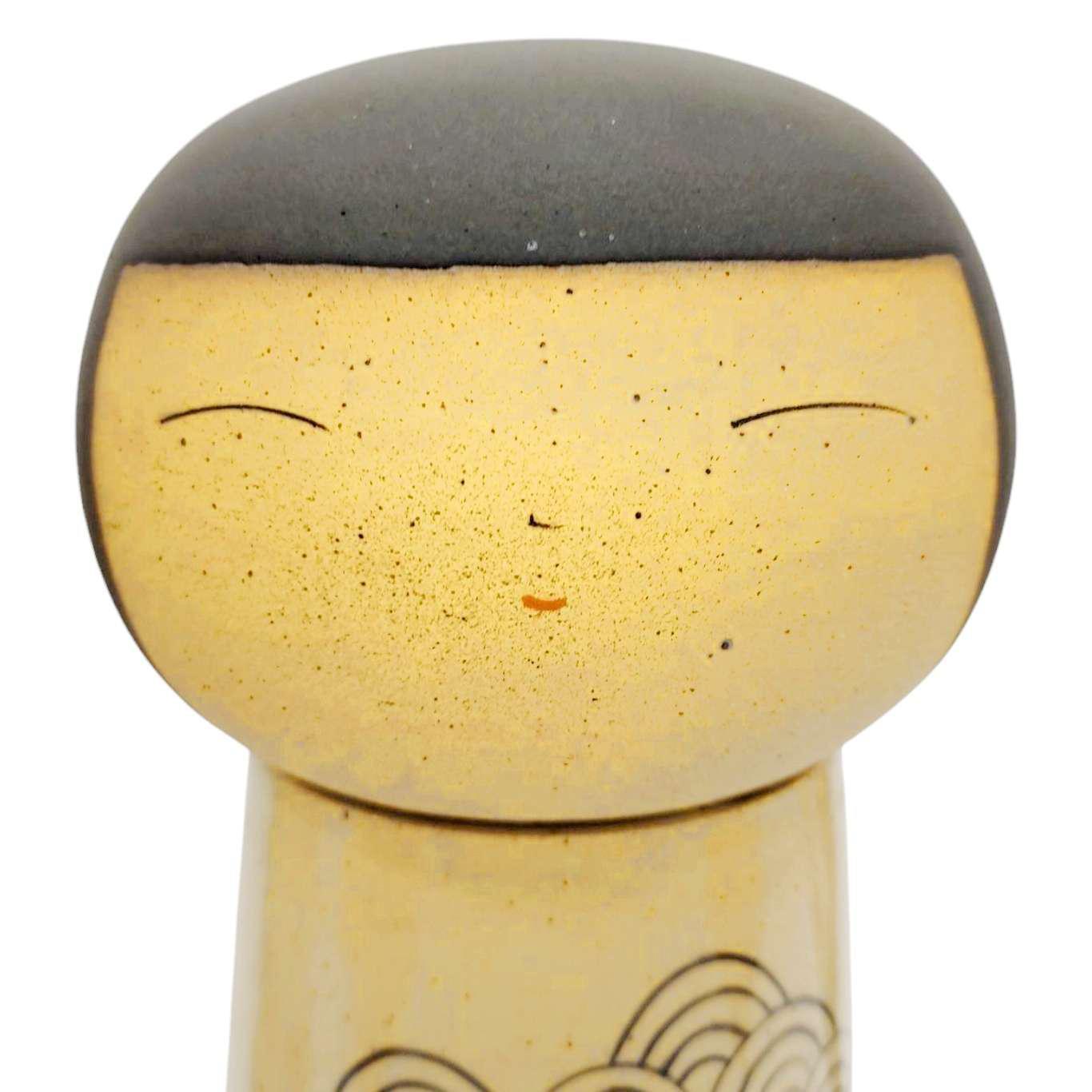 Kokeshi Jar - XXXL - Peaceful "Up Up Up" Black Wave (OOAK) by Jennifer Fujimoto Collection