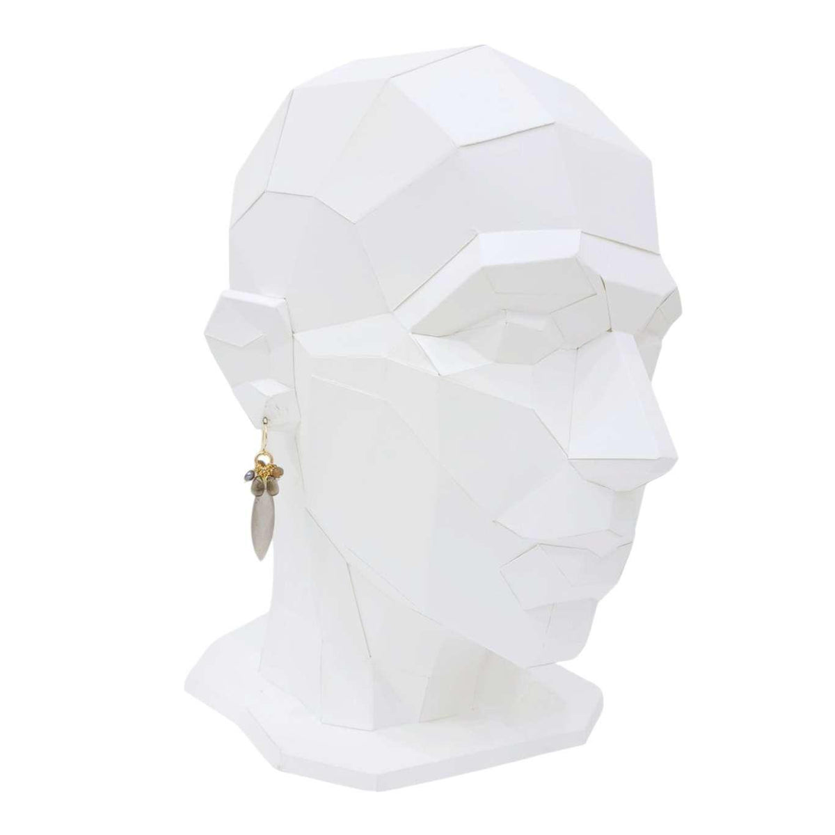 Earrings - Large Marquise Gem Clusters (Gray Moonstone, Chocolate Moonstone, Pearl) by Calliope Jewelry