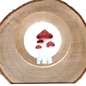 Lamp - Small Birch Circle (Red Mushrooms) by Sage Studios