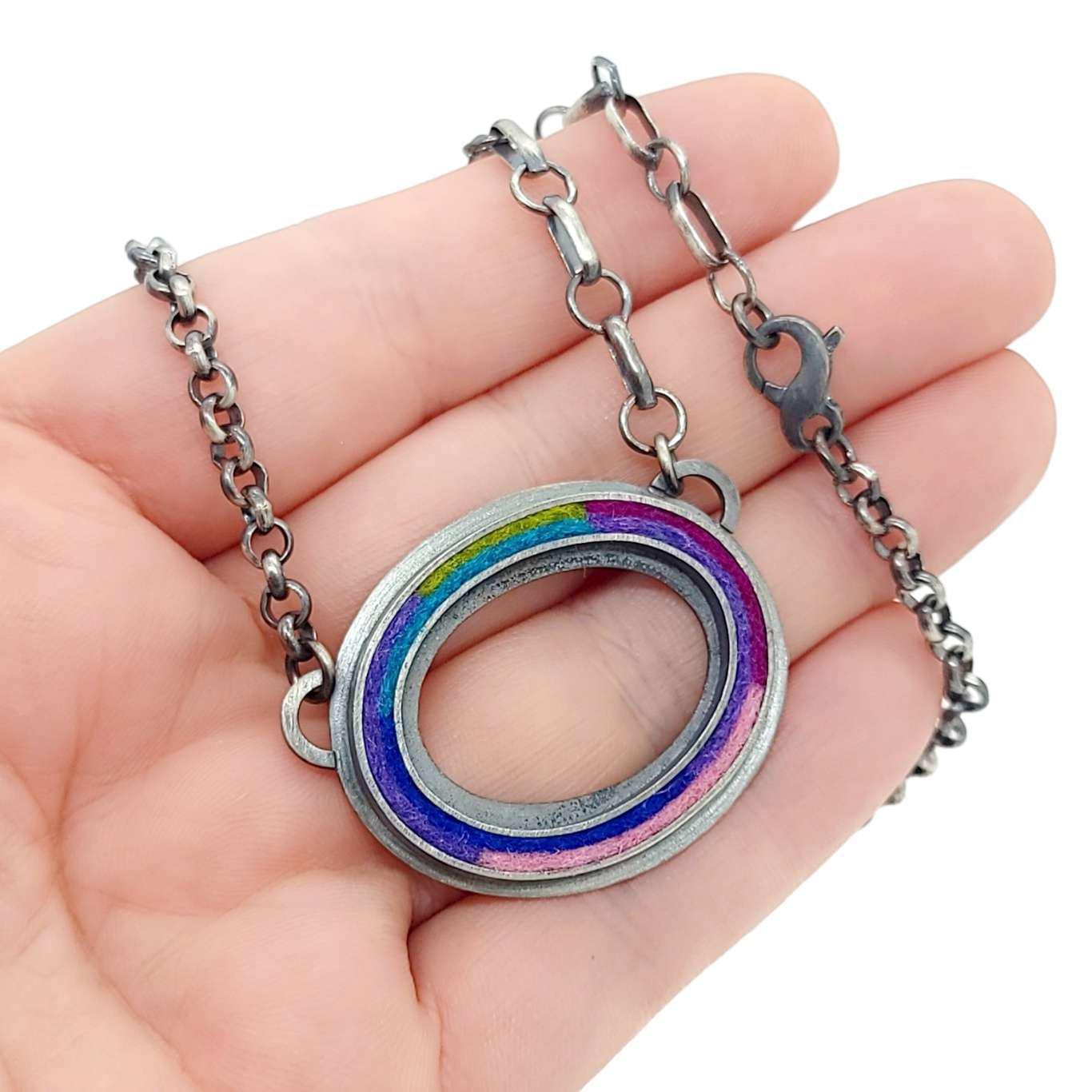 Necklace - Large Oval Donut in Cool by Michele A. Friedman