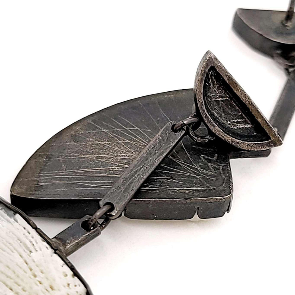 zEarrings - Angled Triangle Drops in Sterling Silver and Vintage Coral by Janine DeCresenzo