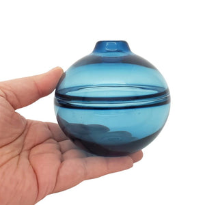 Bud Vase - Petite Round in Glacial Blue Glass by Dougherty Glassworks