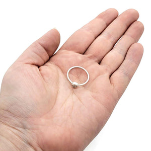 Ring - Diamond-Eyed Tiny Skull Face in Sterling Silver by Michelle Chang