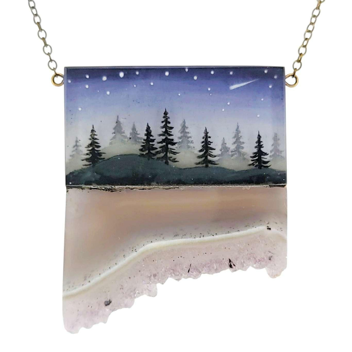 Necklace - Deep Woods Crystal (Gunmetal) by Fernworks