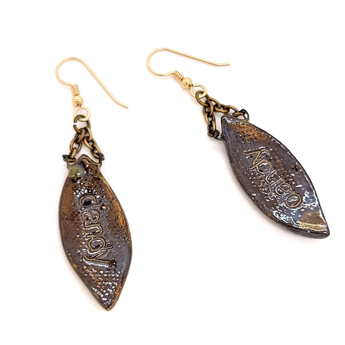 Earrings - Large Leaf Drops in Earth by Dandy Jewelry