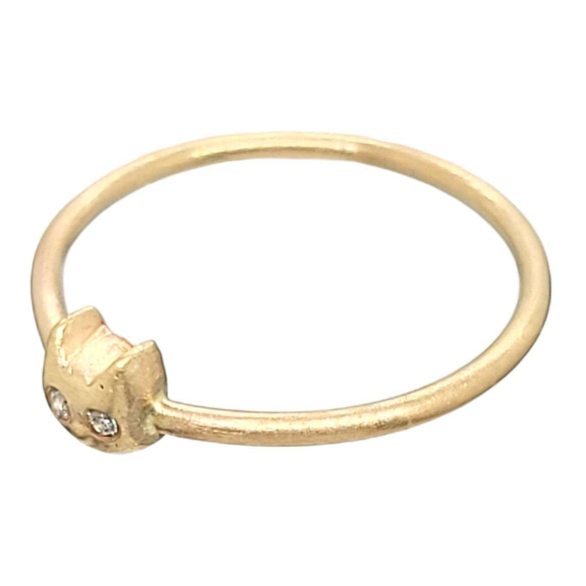 Ring - Diamond-Eyed Tiny Kitten Face in 14k Gold by Michelle Chang