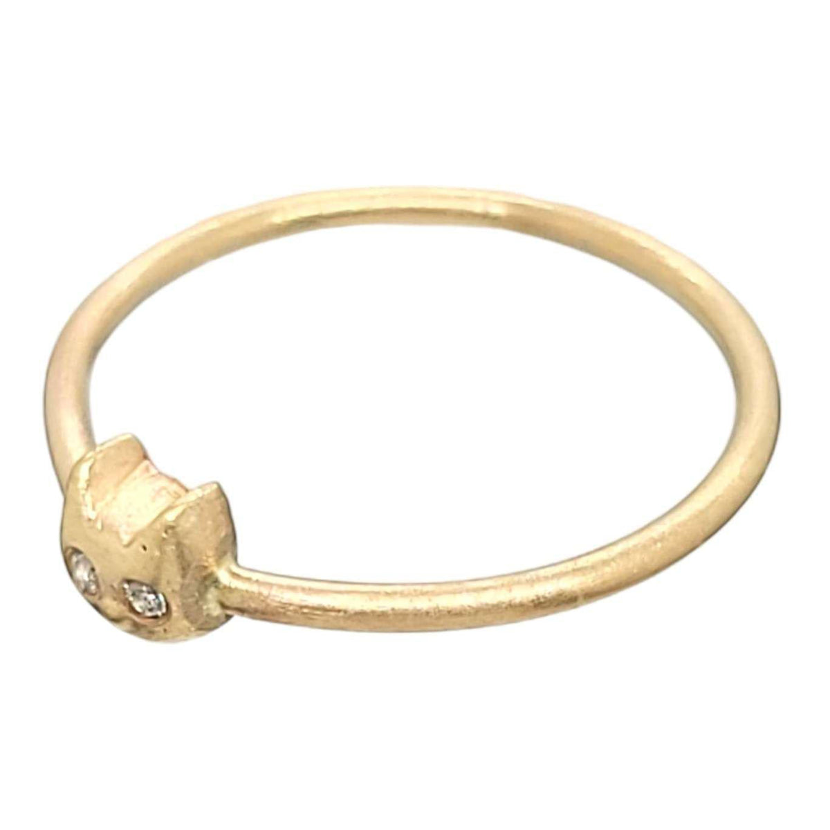 Ring - Diamond-Eyed Tiny Kitten Face in 14k Gold by Michelle Chang