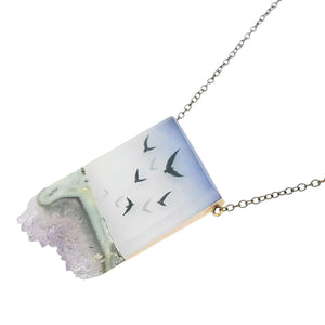 Necklace - Flock Crystal (Gunmetal) by Fernworks