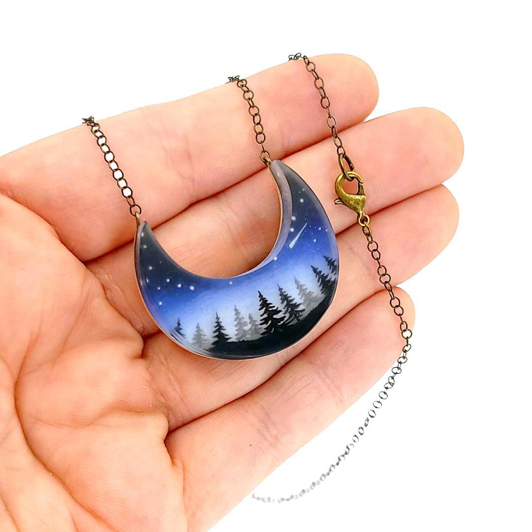 Necklace - Crescent Woods Painted by Fernworks