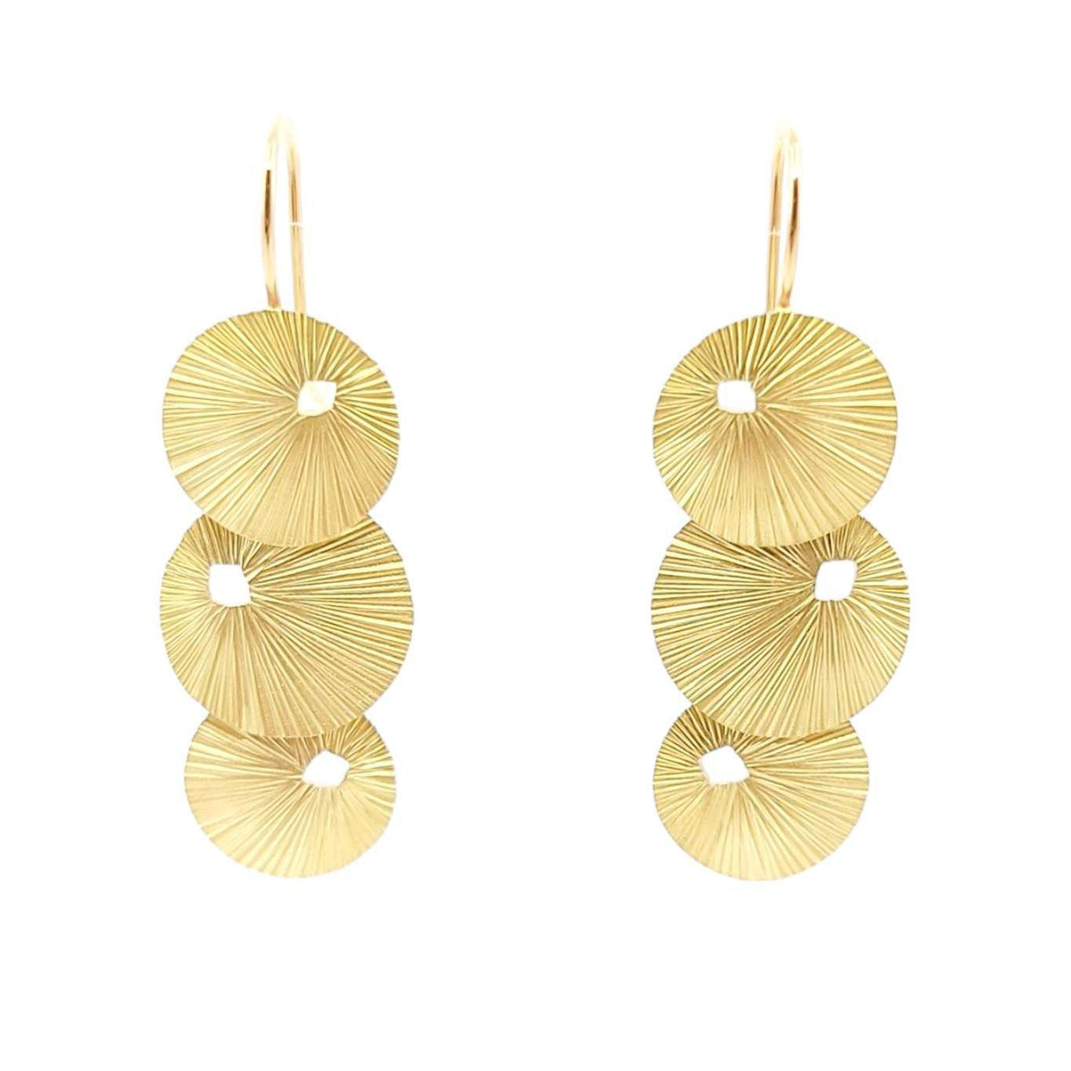 Earrings - Triple Textured Discs in 18k Bi-metal by Susan Mahlstedt