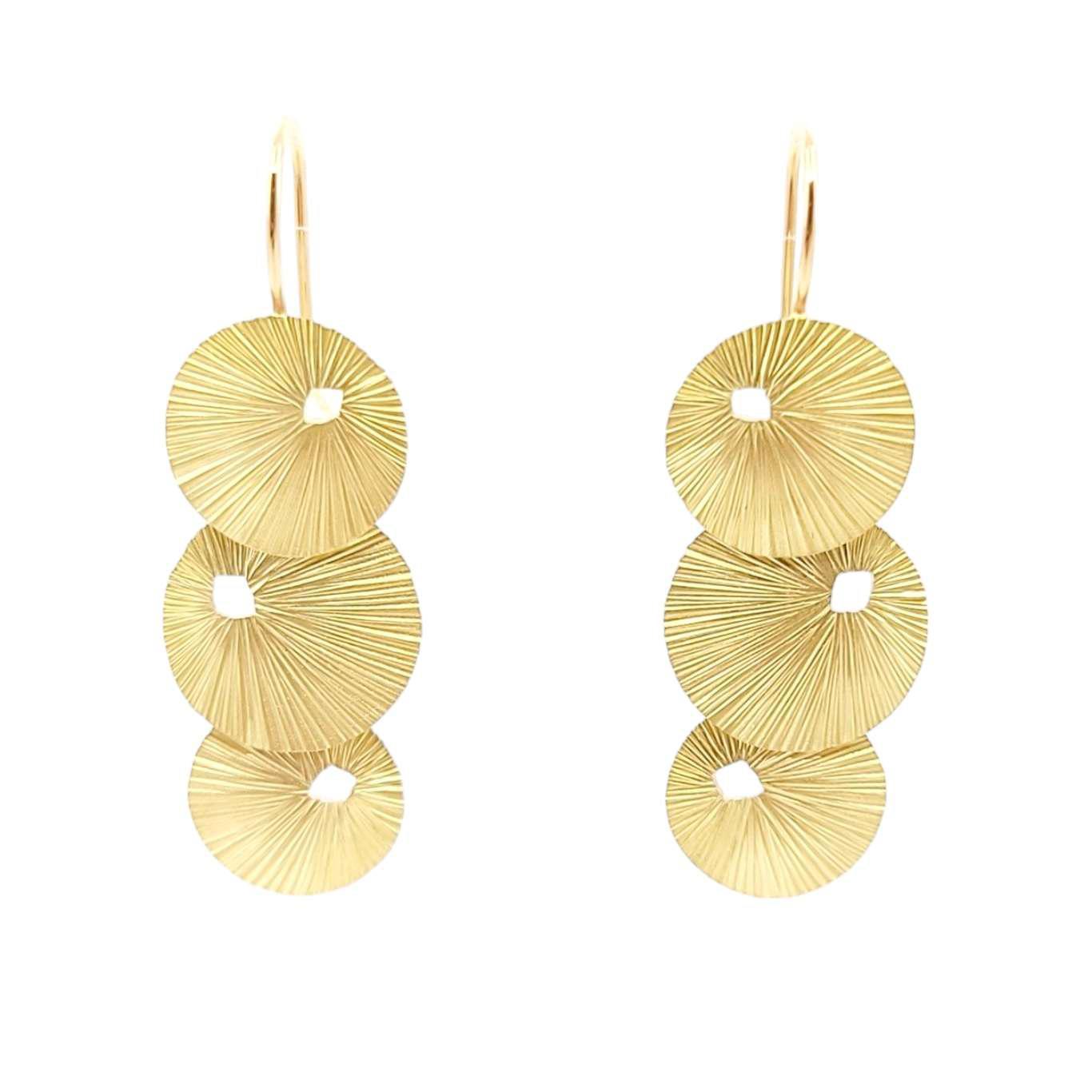 Earrings - Triple Textured Discs in 18k Bi-metal by Susan Mahlstedt