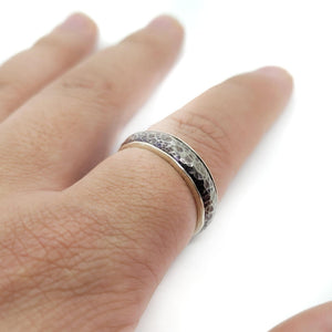 Ring - Size 12.25 – Sterling Silver Lined Titanium Half-Round by Taviametal