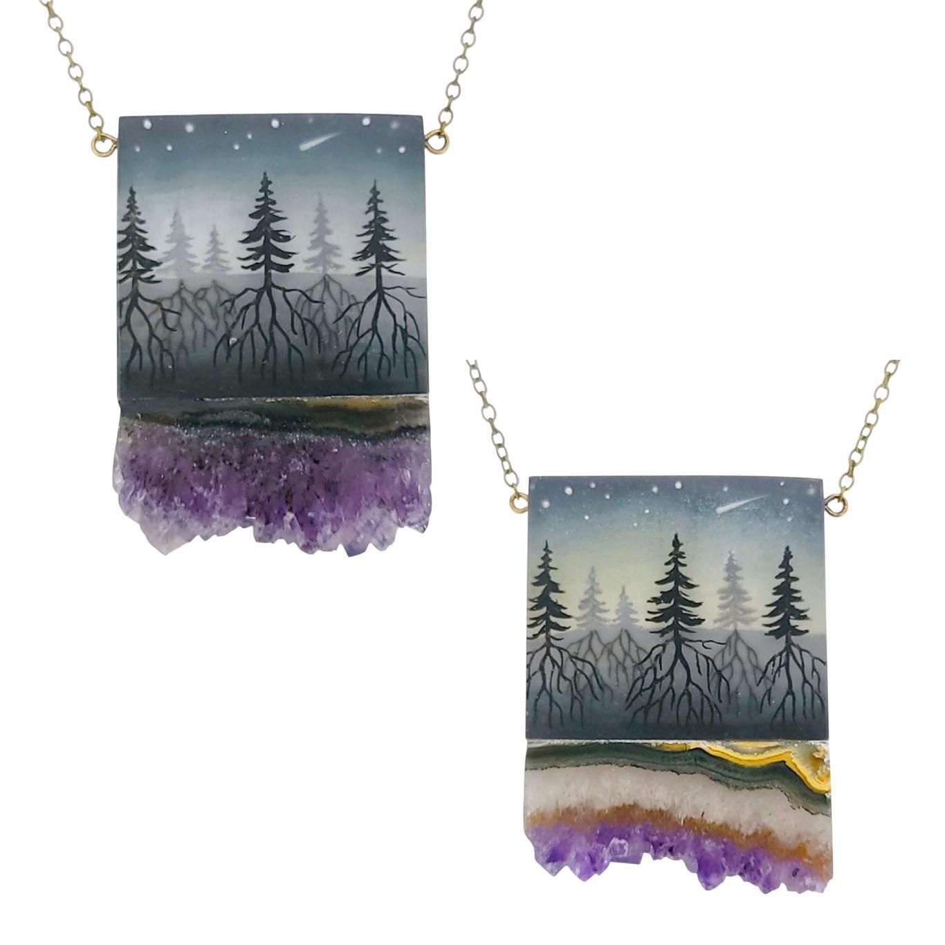 Necklace - Strata Crystal (Amethyst) by Fernworks