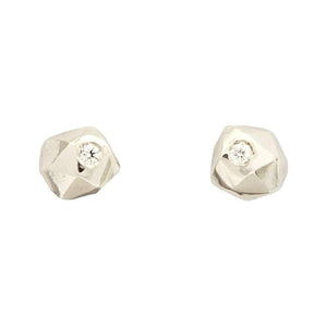 Earrings - Micro Fragment Studs in Sterling Silver and Diamond by Corey Egan