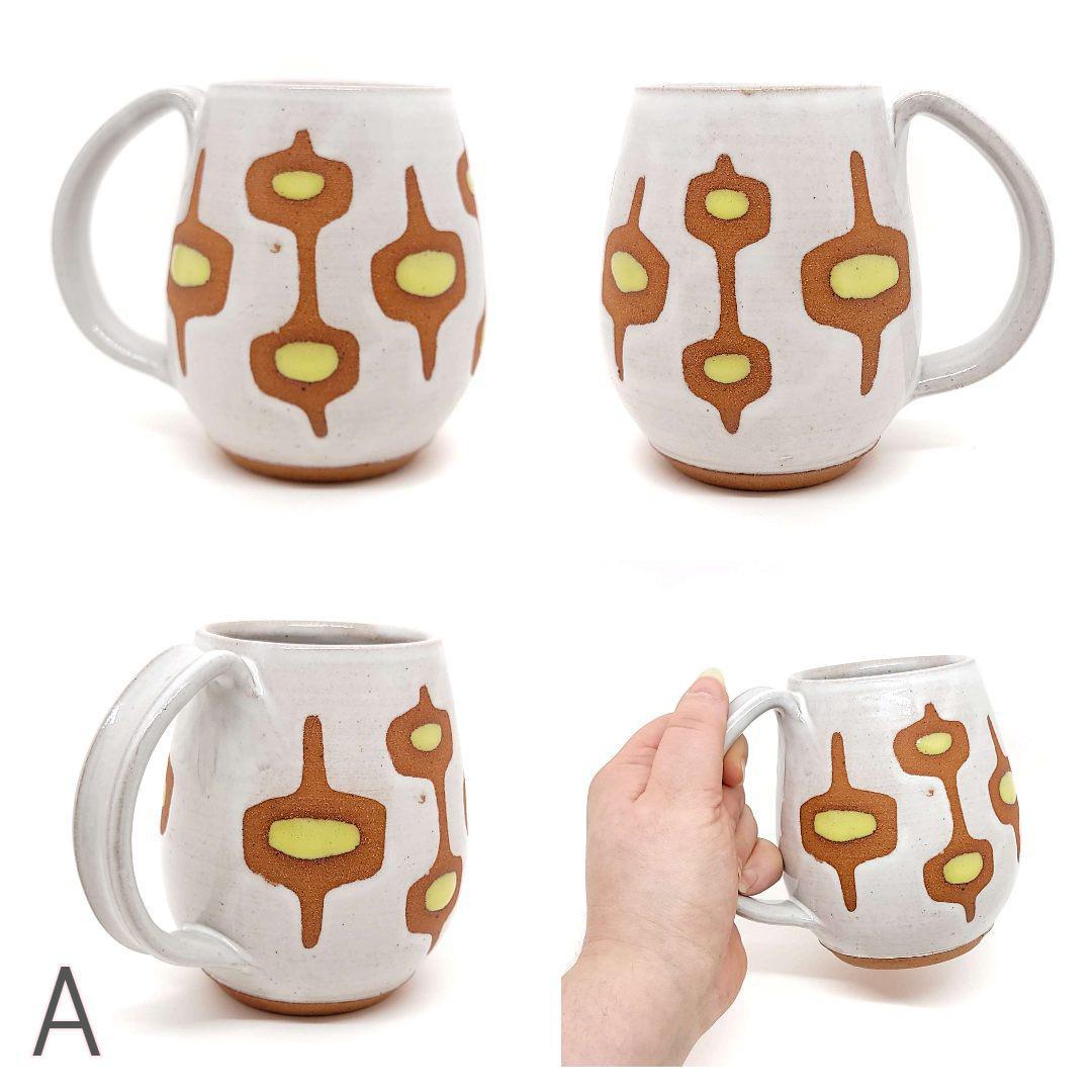 Mug - Mid-Century Modern in White and Yellow by Fern Street Pottery