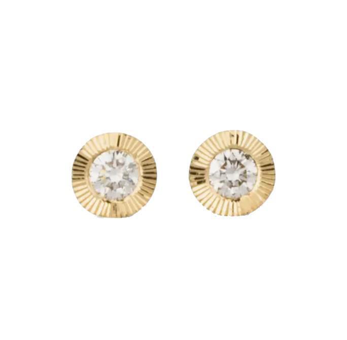 Earrings - Medium Aurora Studs in 14k Yellow Gold and Diamond by Corey Egan