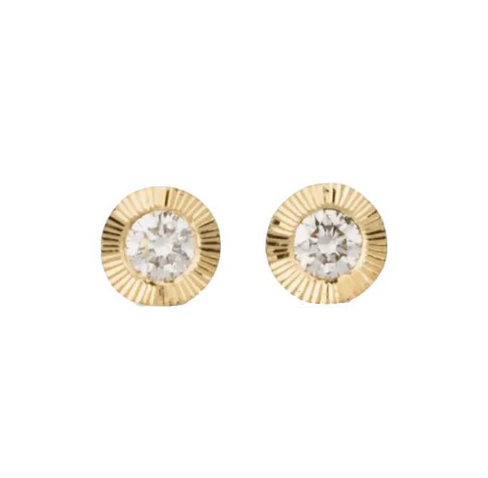 Earrings - Medium Aurora Studs (14k Yellow Gold, Diamond) by Corey Egan
