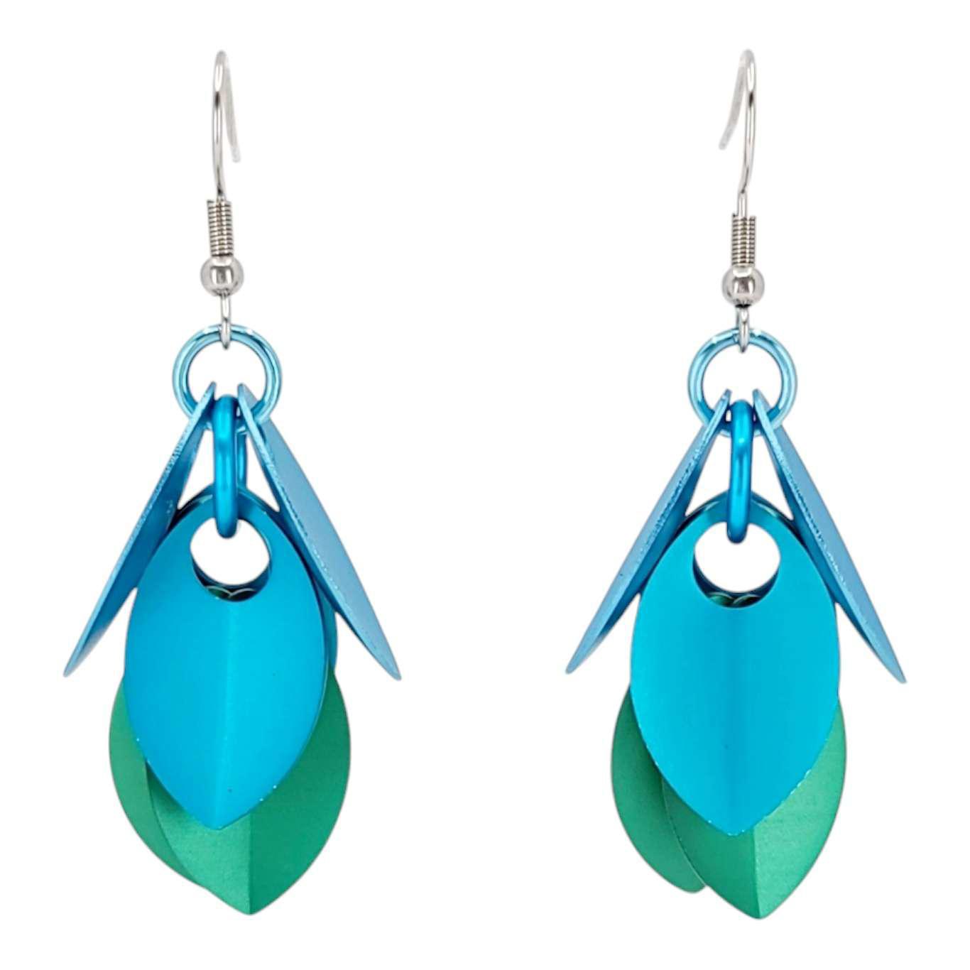 Earrings - Short Leafy Cascade (Winter Mint) by Rebeca Mojica