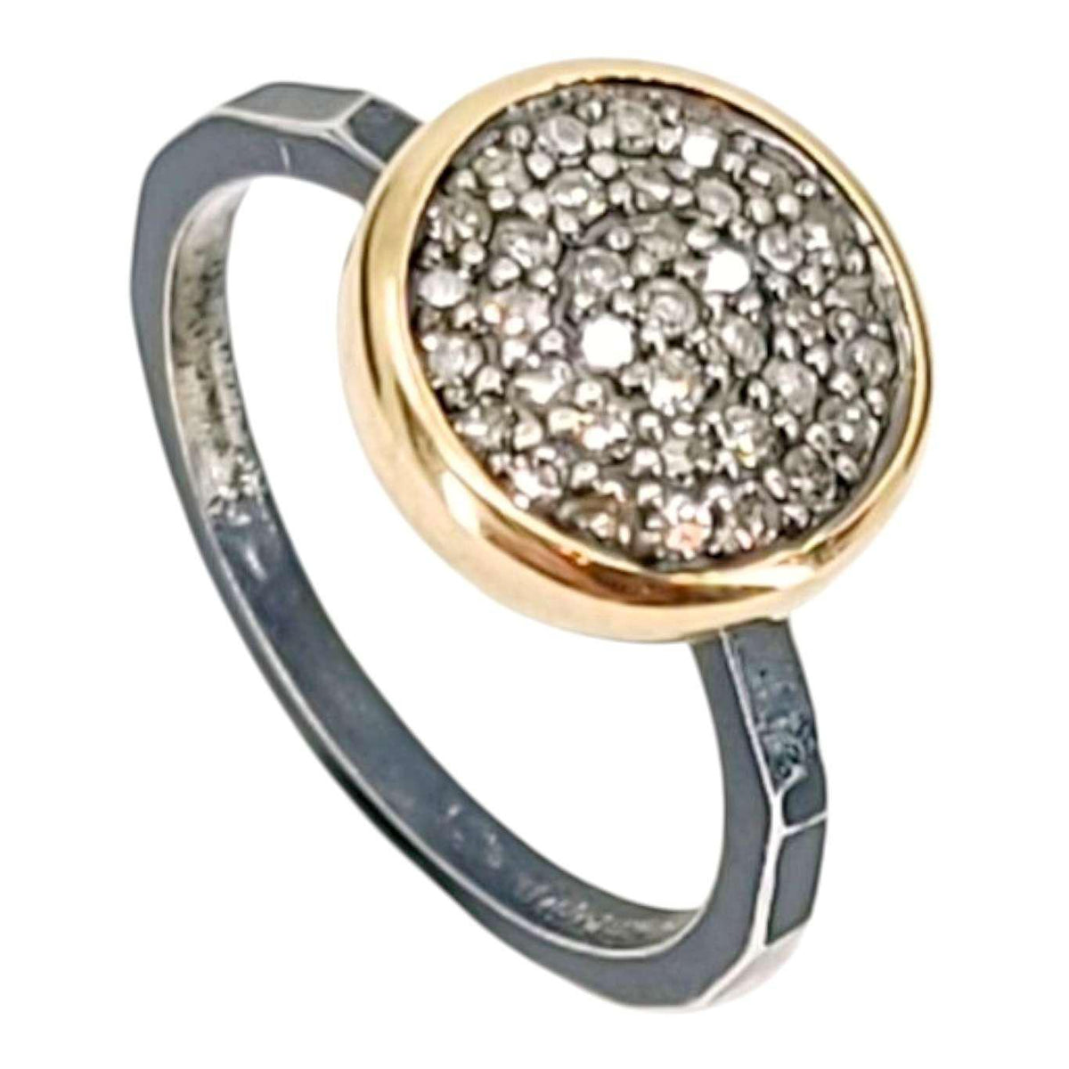 Ring - Size 5, 8 - 10mm Pave Diamond Hammered Band (14k Gold, Sterling Silver, Diamond) by 314 Studio