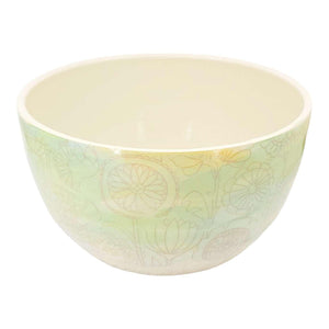 Bowl - Large Stoneware Blue Green Yellow with Pink Flowers by Clay It Forward