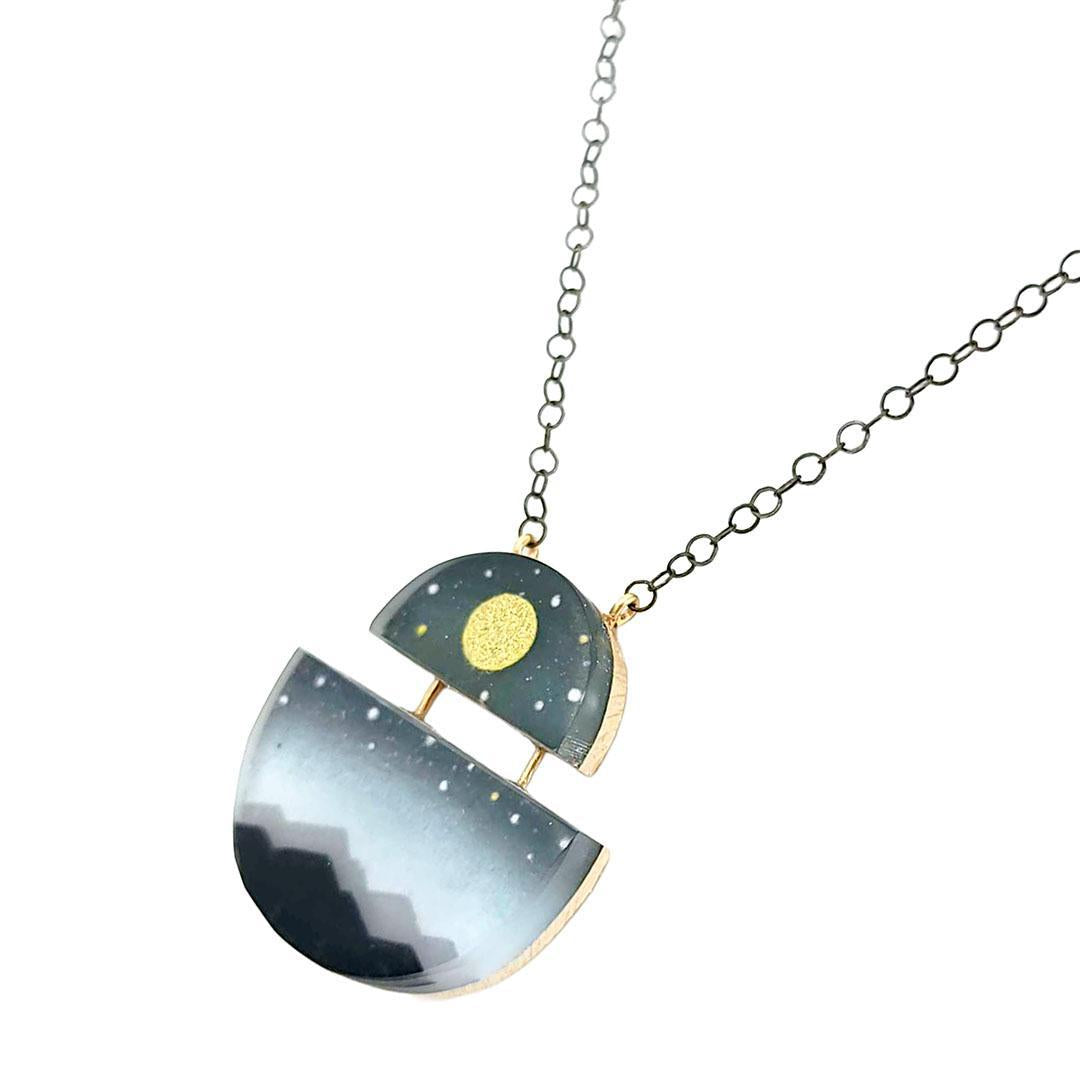 Necklace - Full Moon Gold Painted by Fernworks