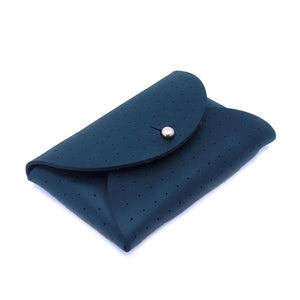 Wallet - Pouch Wallet Card Case Brass Button(Navy or Tan) by Woolly Made