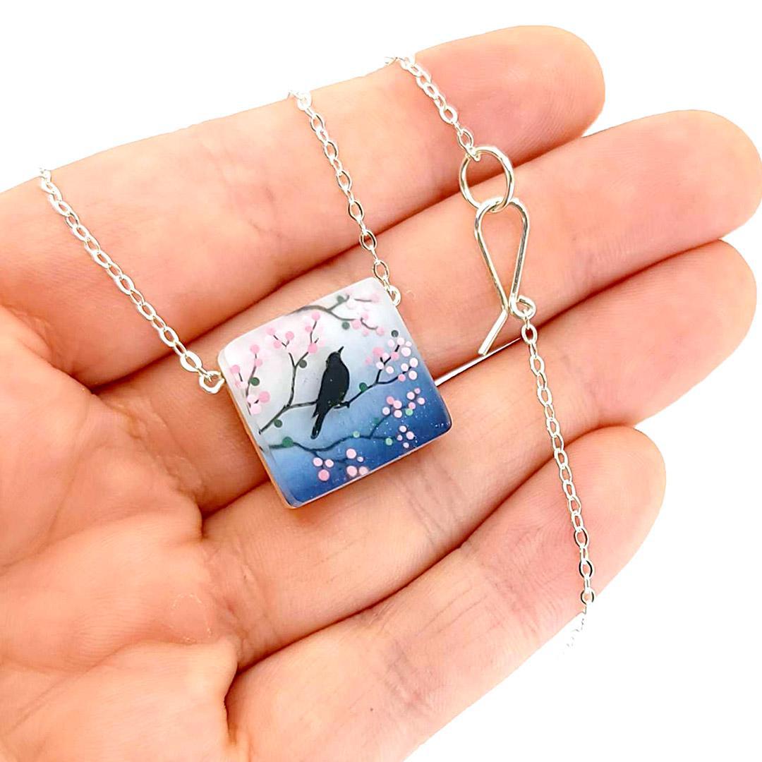 Necklace - Cherry Blossom Square by Fernworks