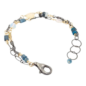 Bracelet - Double Strand Decorated Chain (Moss Kyanite, Opal, Aquamarine) by Calliope Jewelry