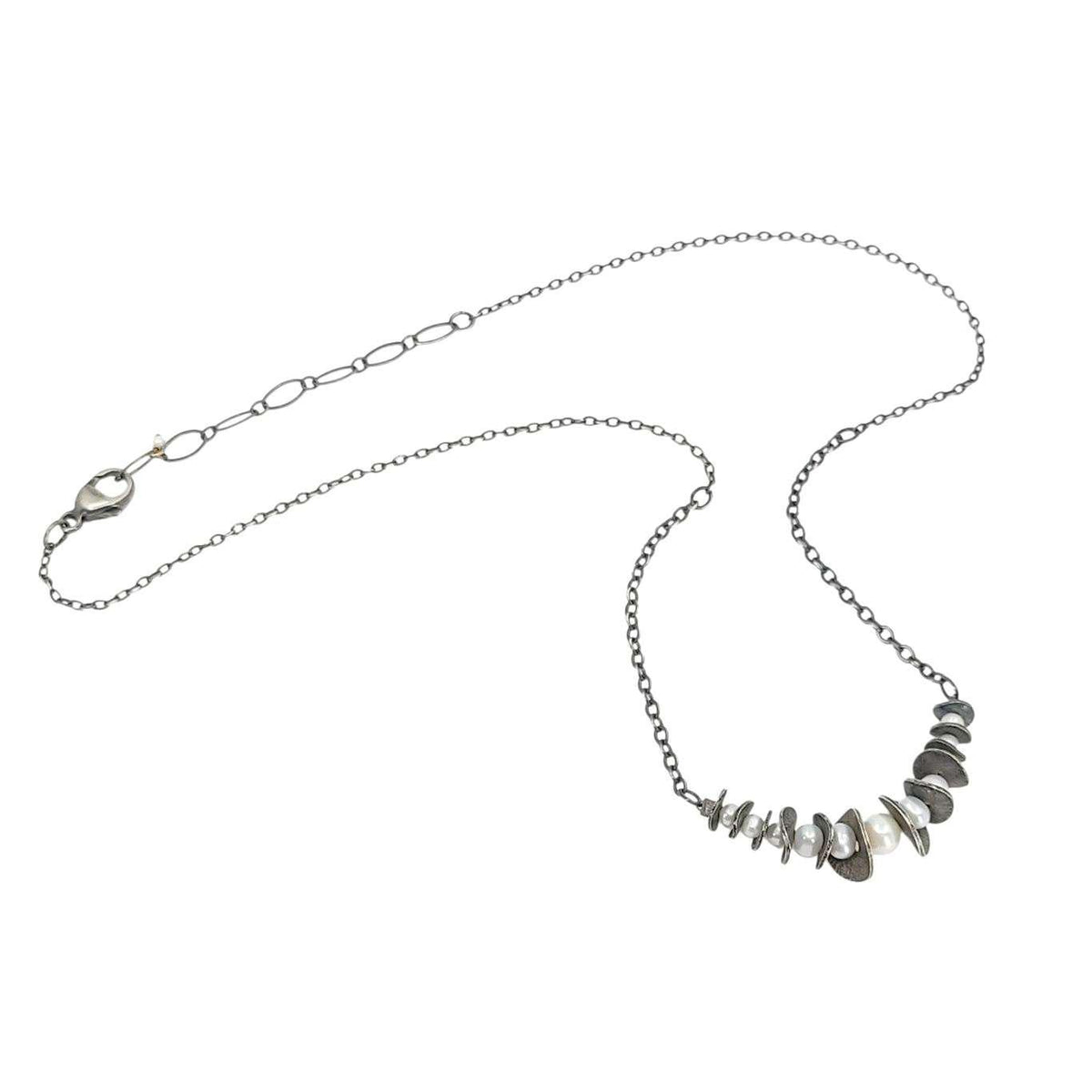 Necklace - Spaced Lilypad Arc (Pearl) by Calliope Jewelry