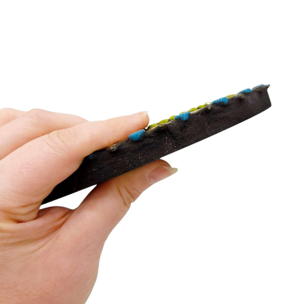 Mosaic Mirror - 7in Round (Teal Amber) by Zetamari Mosaic Artworks