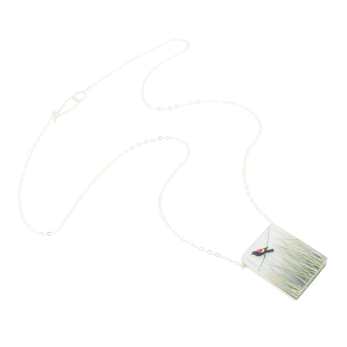 Necklace - Red Winged Blackbird (Sterling Silver) by Fernworks