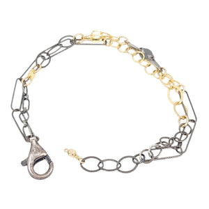 Bracelet - Double Strand Mixed Metal Chain (Sterling Silver and Gold Fill) by Calliope Jewelry