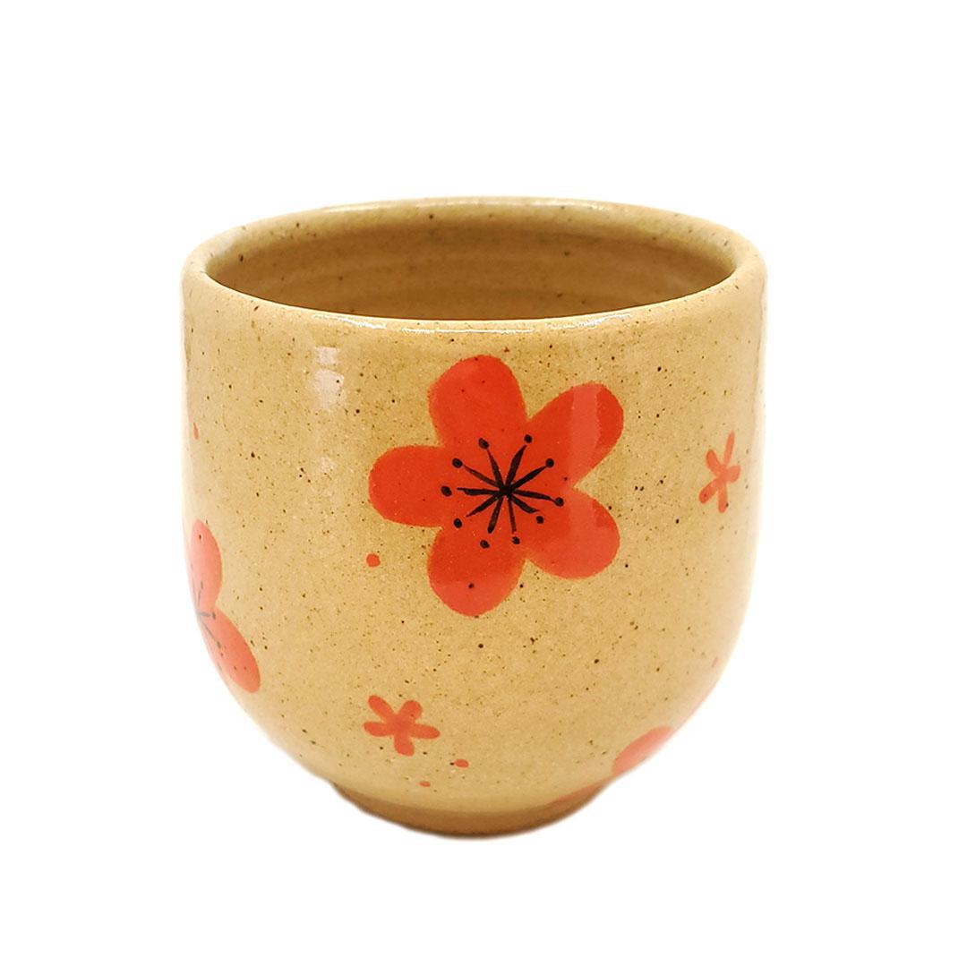 Cup - Decorated Teacup (Red Floral) by Jennifer Fujimoto