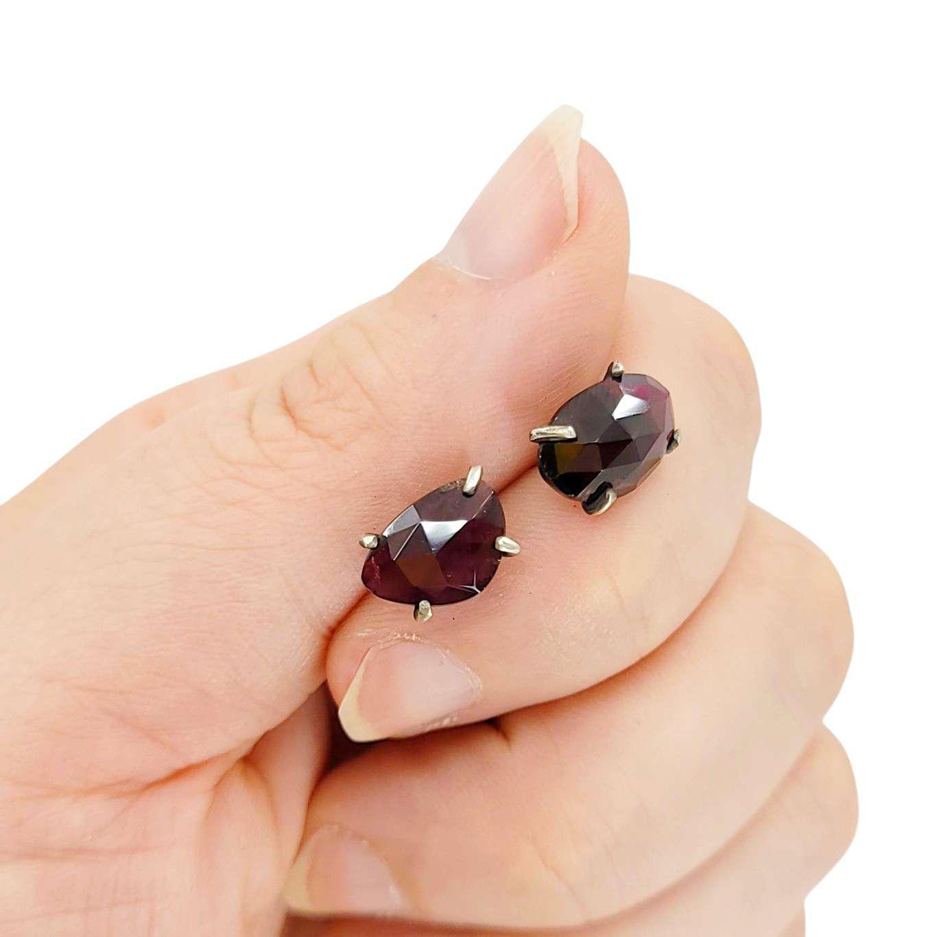 Earrings - Celeste Studs (Garnet) by Three Flames Silverworks
