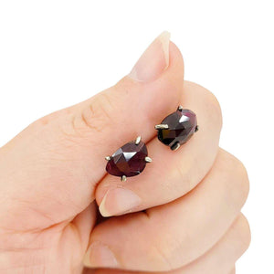 Earrings - Celeste Studs (Garnet) by Three Flames Silverworks