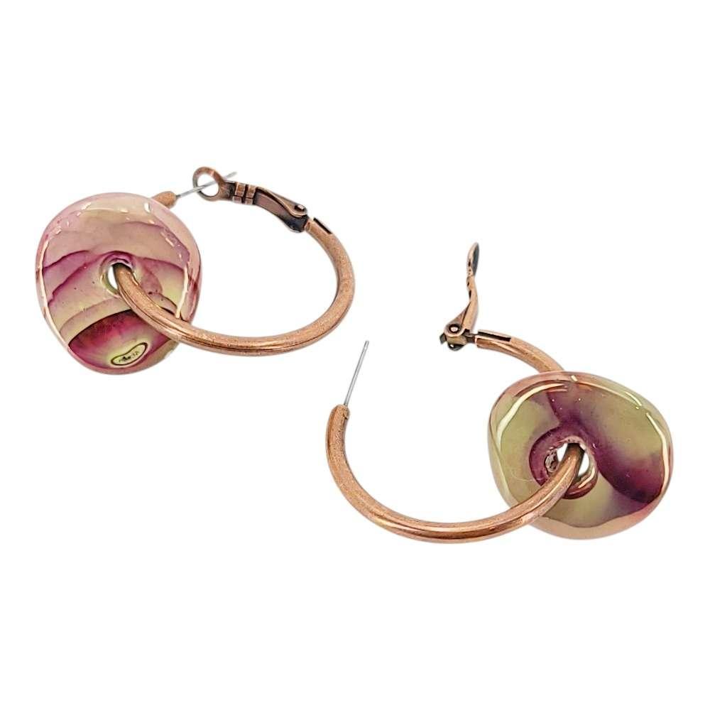 Earrings - Ceramic Ring Hoops (Patina) by Diana Kauffman