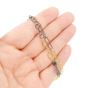 Bracelet - Double Strand Mixed Metal Chain (Sterling Silver and Gold Fill) by Calliope Jewelry