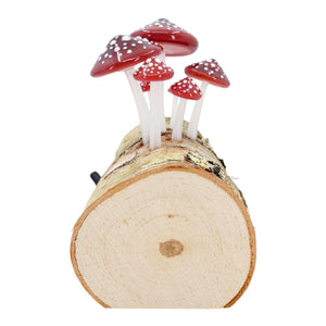 Lamp - Birch Log (Red Mushrooms) by Sage Studios