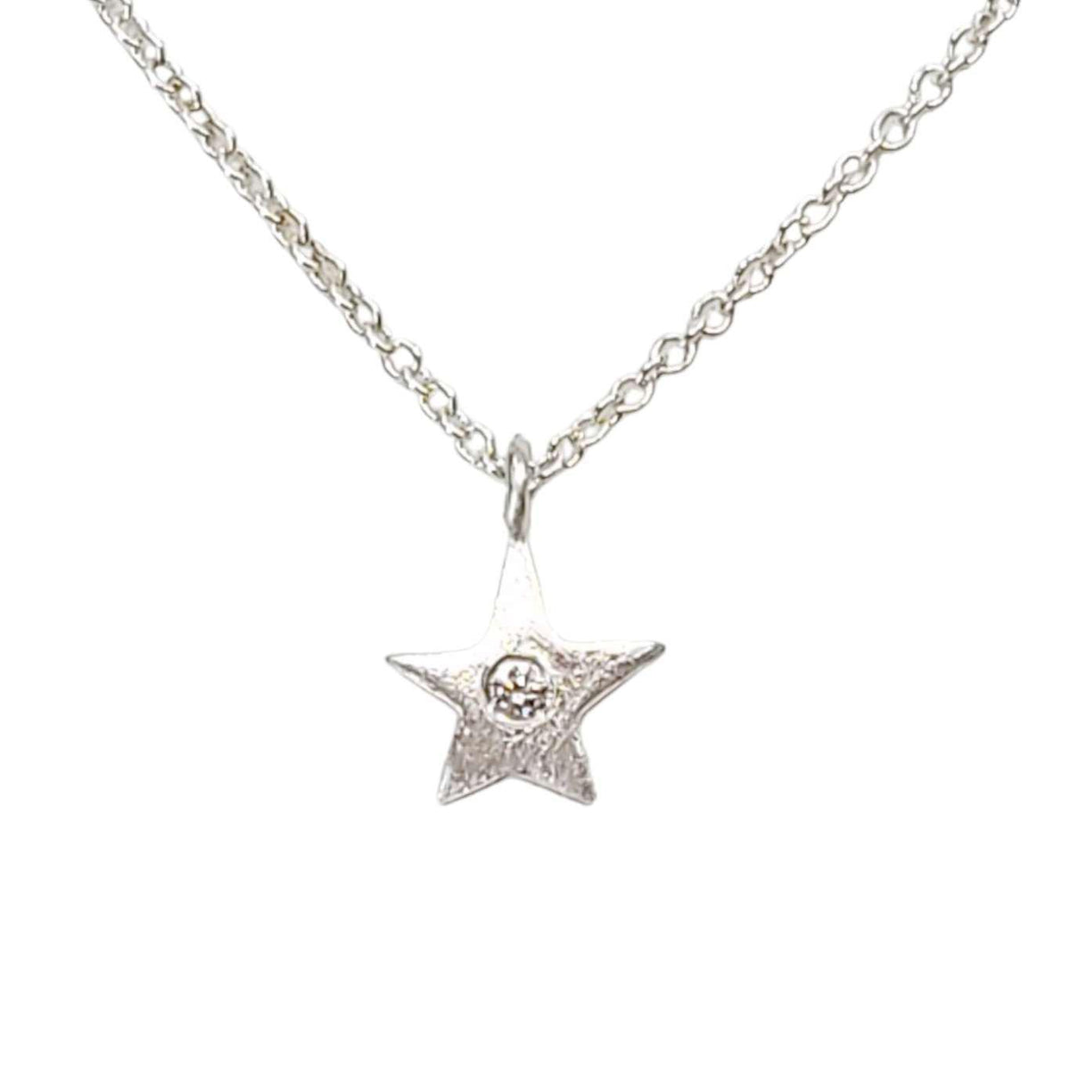 Necklace - Diamond Solitaire Star in Sterling Silver by Michelle Chang