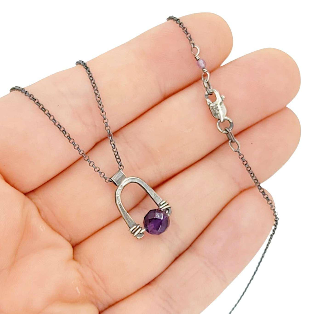 Necklace - Arc Pendant (Amethyst) by Three Flames Silverworks