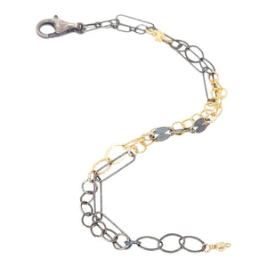 Bracelet - Double Strand Mixed Metal Chain (Sterling Silver and Gold Fill) by Calliope Jewelry