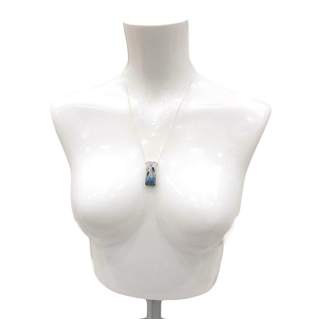 Necklace - Cherry Blossom Birds Tall by Fernworks