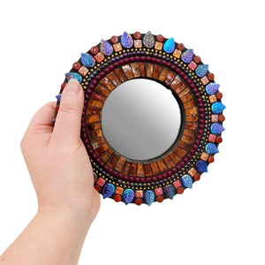 Mirror - 7in Round Mosaic in Malbec by Zetamari Mosaic Artworks